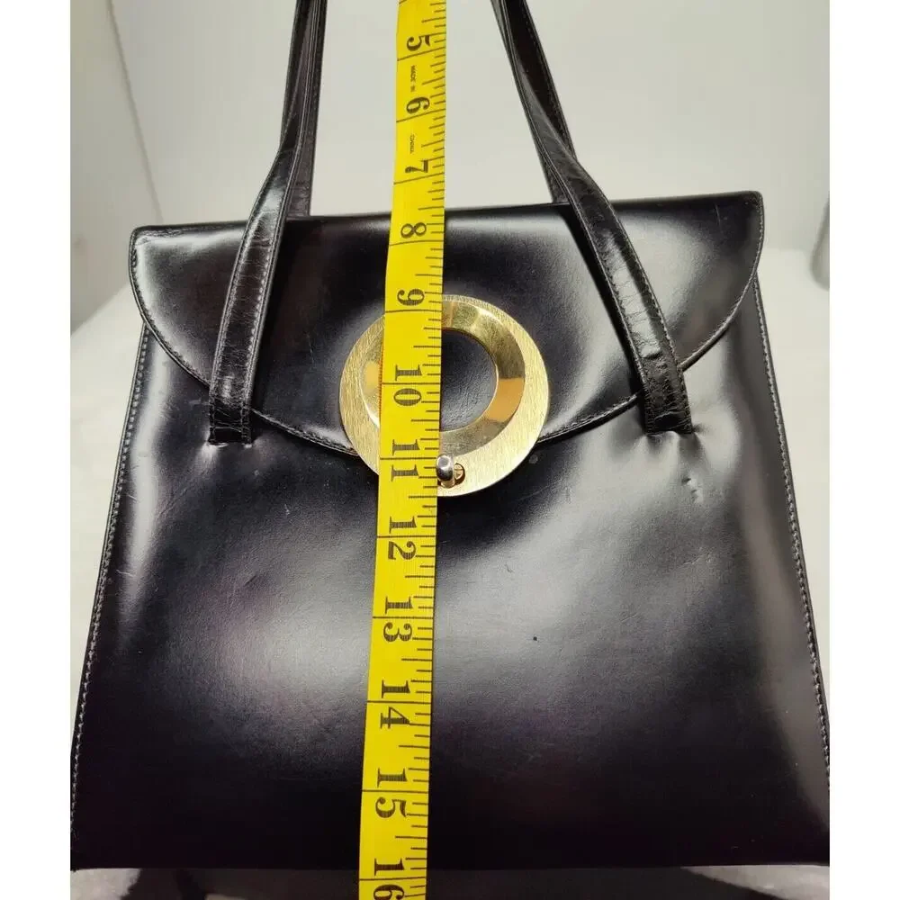 Vintage Black Leather Purse with gold hardwear